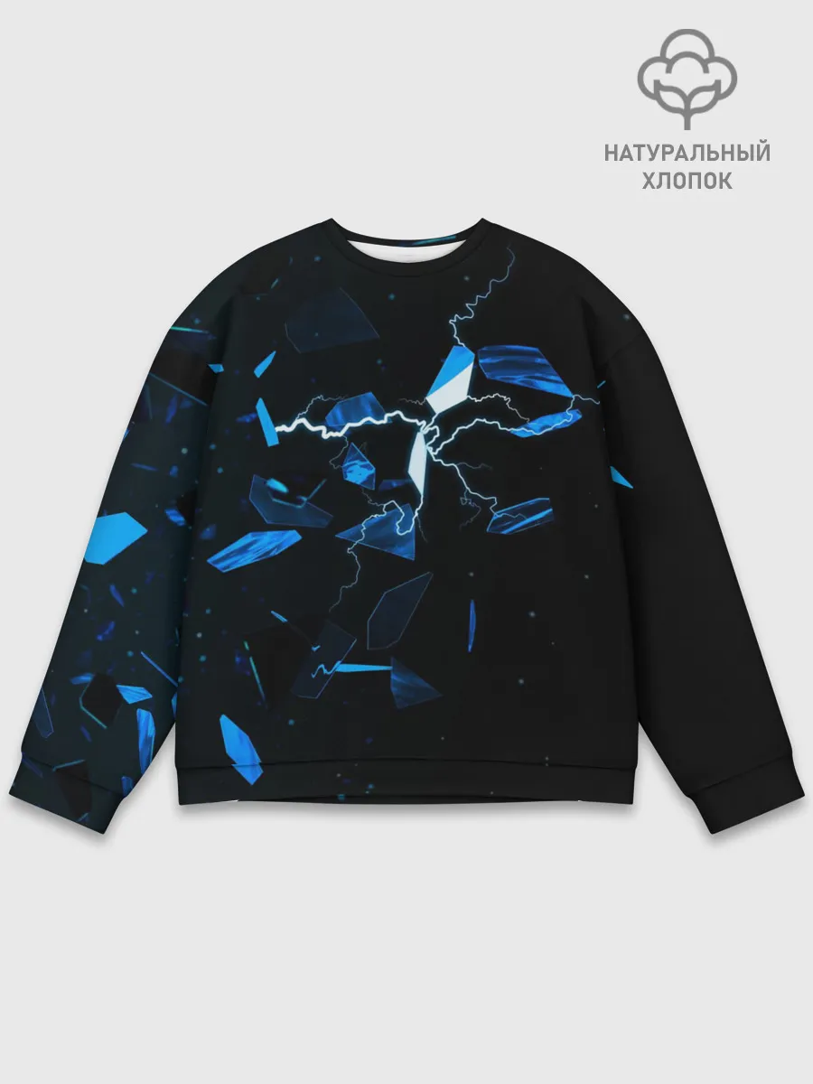 Мужской свитшот базовый / Осколки стекла и молния