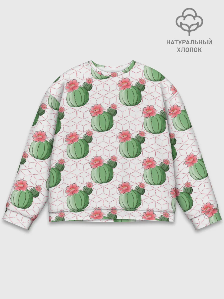 Мужской свитшот базовый / Паттерн из кактусов