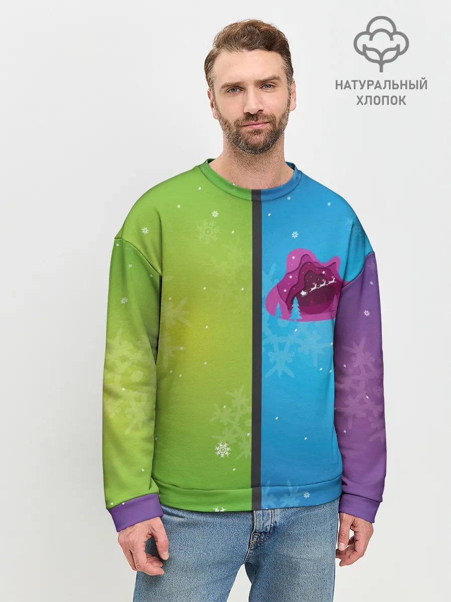 Мужской свитшот базовый / Цветное рождество Snowflake