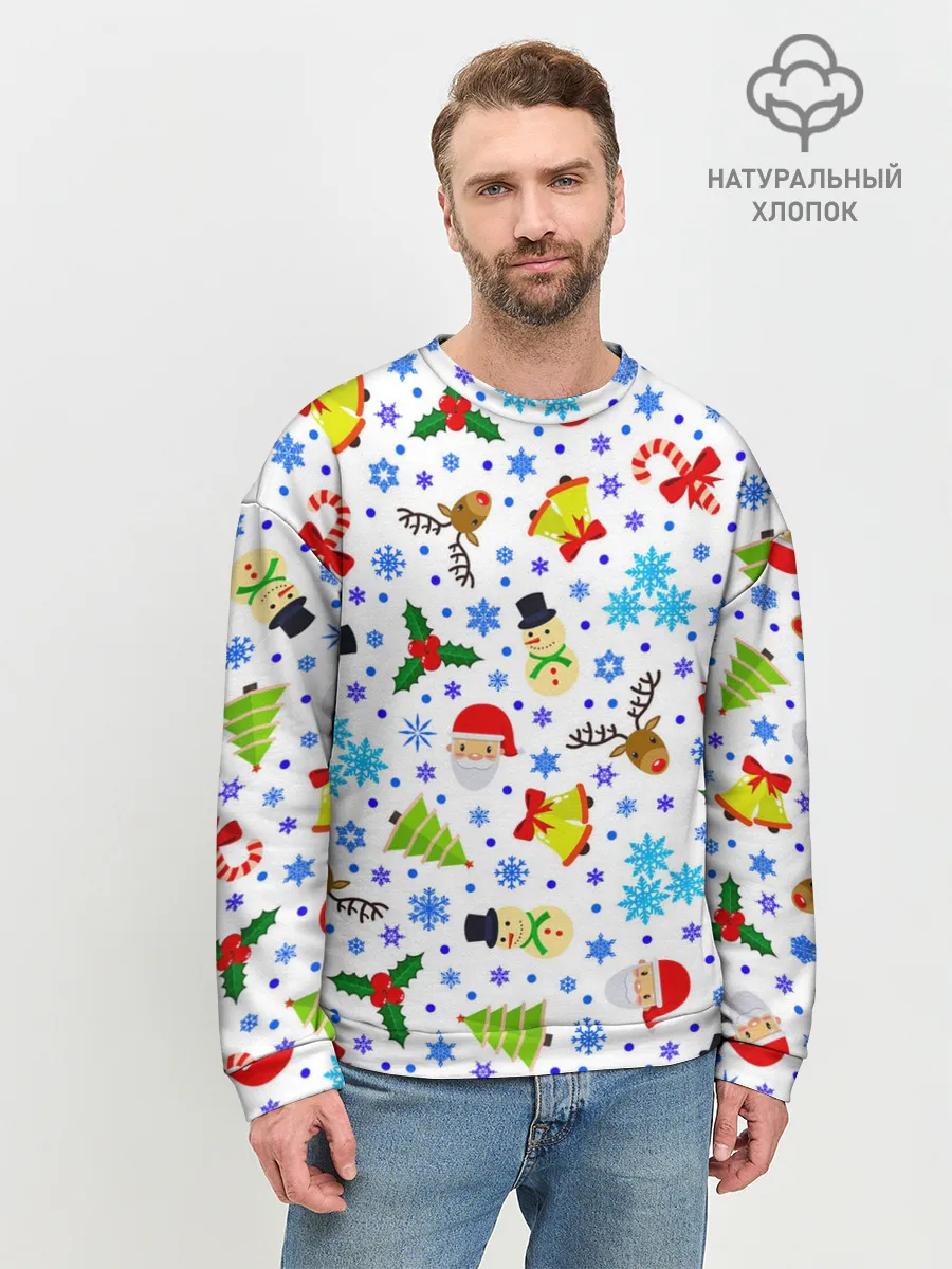 Мужской свитшот базовый / Новогодний - Рождественский узор