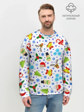 Мужской свитшот базовый / Новогодний - Рождественский узор