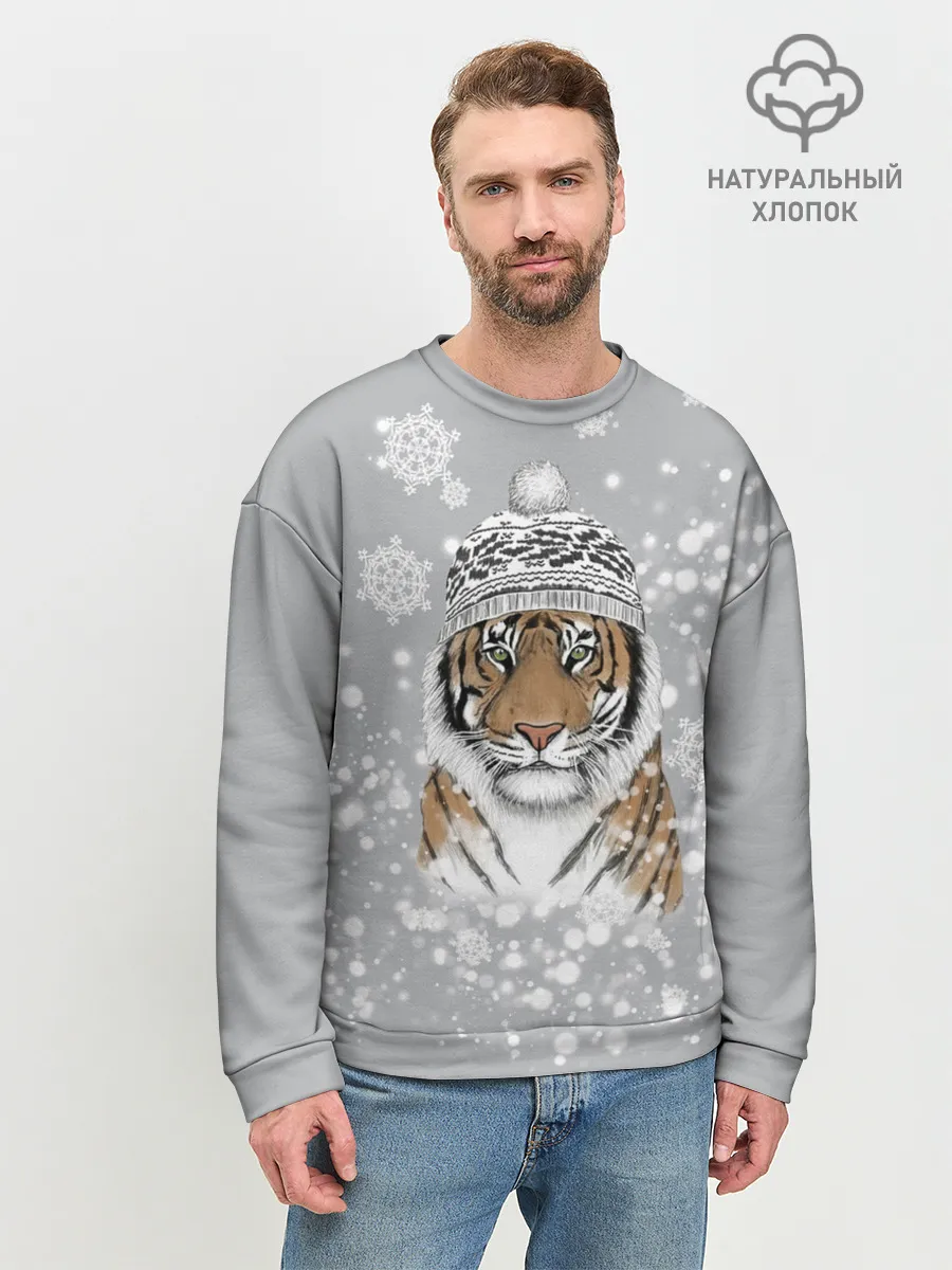 Мужской свитшот базовый / Снежный тигр