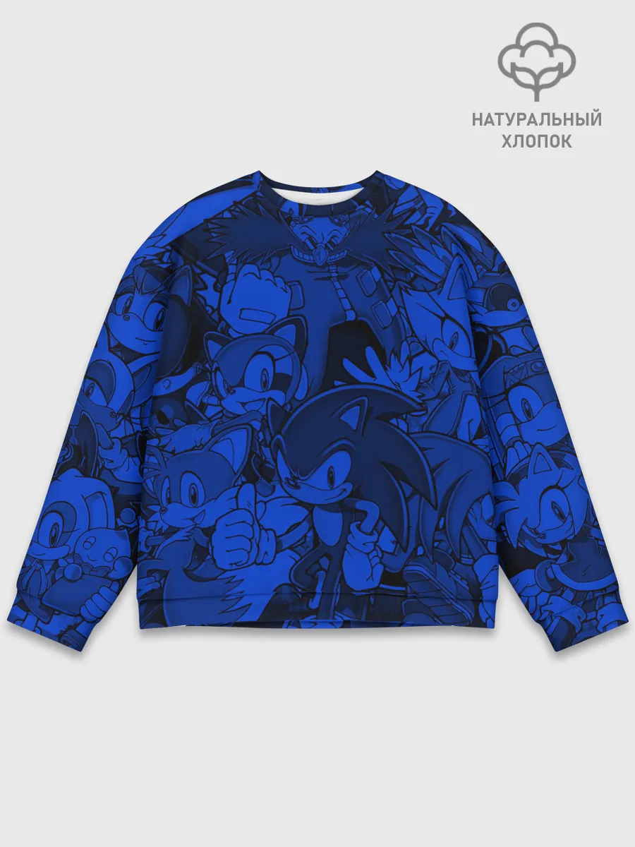 Мужской свитшот базовый / SONIC BLUE PATTERN | СИНИЙ ЁЖ