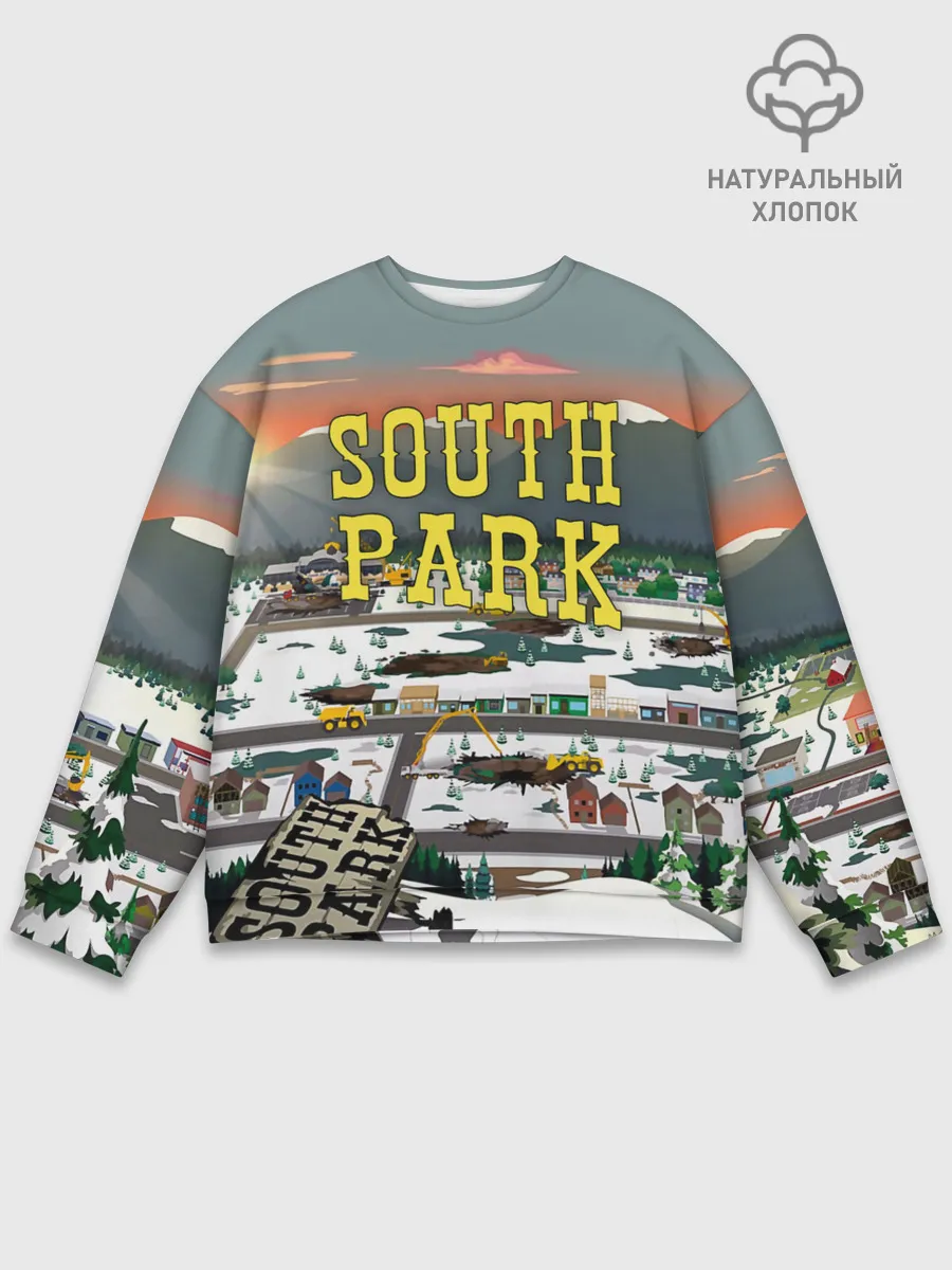 Мужской свитшот базовый / Южный Парк разрушенный город