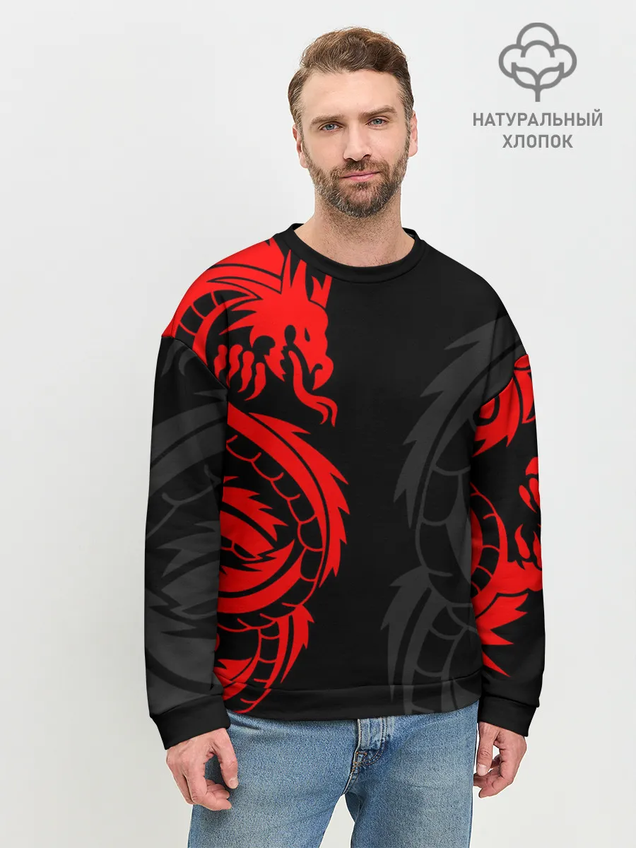 Мужской свитшот базовый / КРАСНЫЙ ДРАКОН ТАТУ / RED DRAGON TATTOO