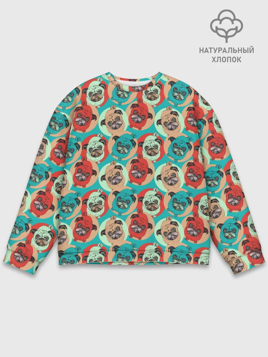 Мужской свитшот базовый / Прикольные Мопсы