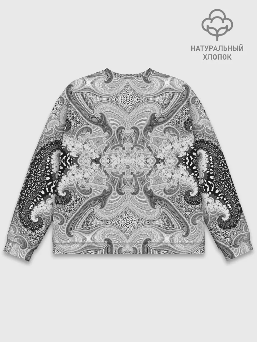 Мужской свитшот базовый / Черно-белый абстрактный узор.