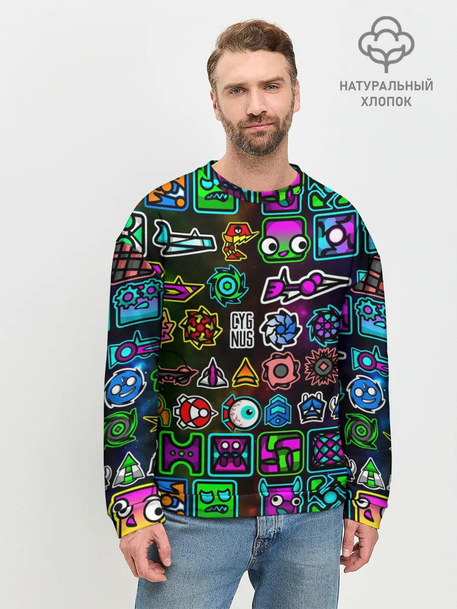 Мужской свитшот базовый / GEOMETRY DASH ГЕРОИ