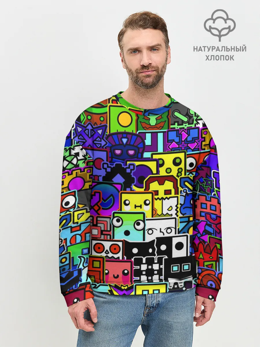 Мужской свитшот базовый / GEOMETRY DASH ВСЕ СКИНЫ