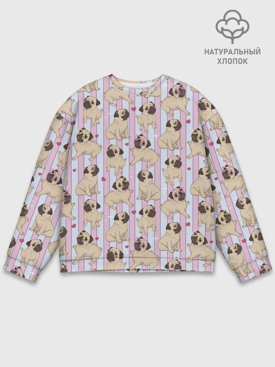 Мужской свитшот базовый / Забавные Мопсы