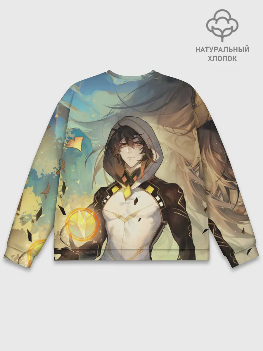 Мужской свитшот базовый / Чжун Ли, Zhongli, Genshin Impact