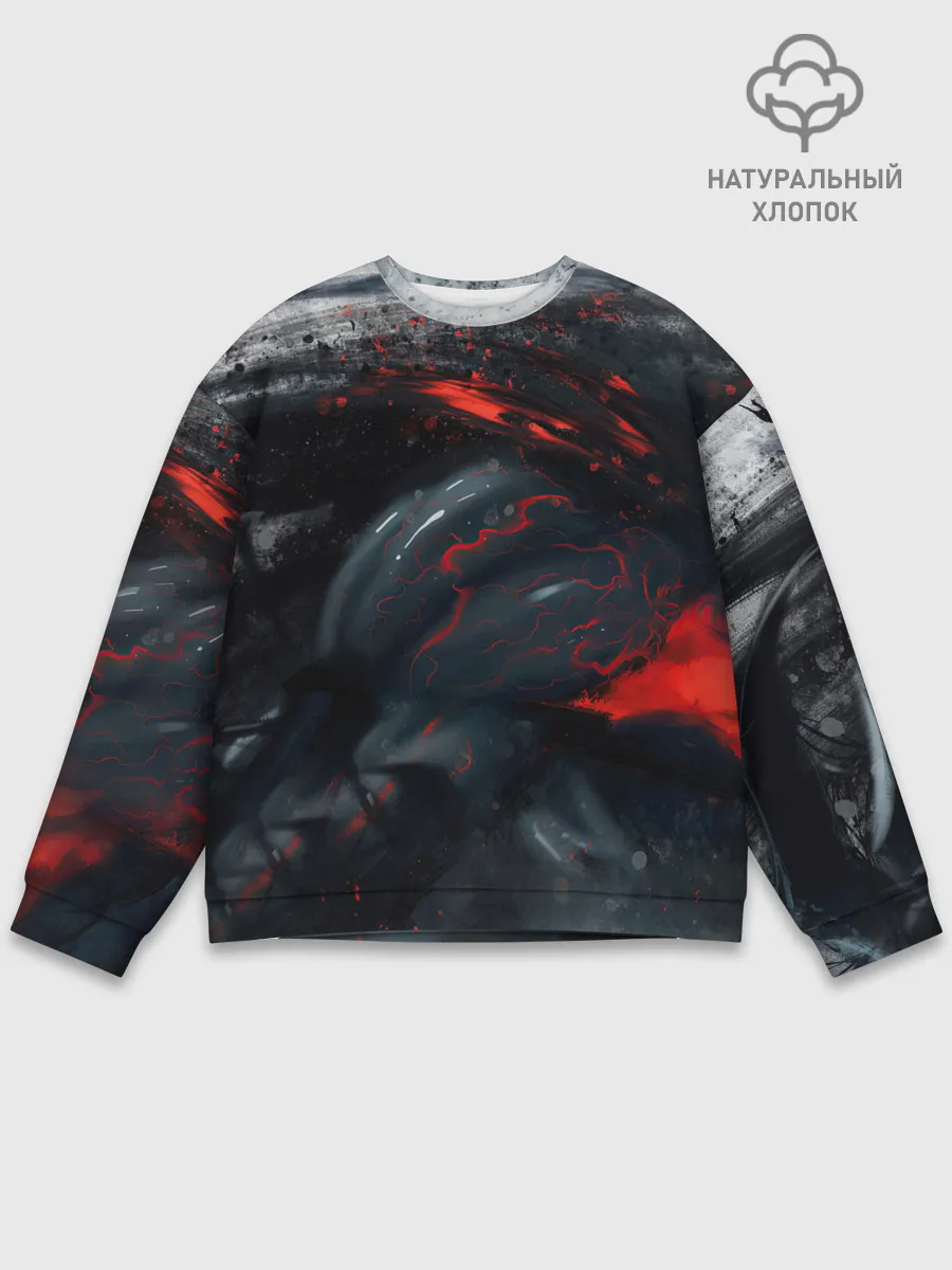 Мужской свитшот базовый / ЧЁРНЫЙ СИМБИОТ / ГРАНЖ / BLACK MONSTER
