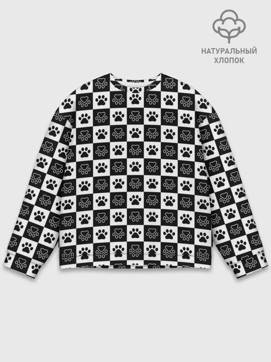 Мужской свитшот базовый / Следы на Шахматном Фоне