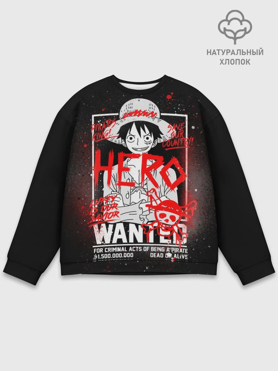 Мужской свитшот базовый / One Piece: Разыскивается Манки Д Лаффи