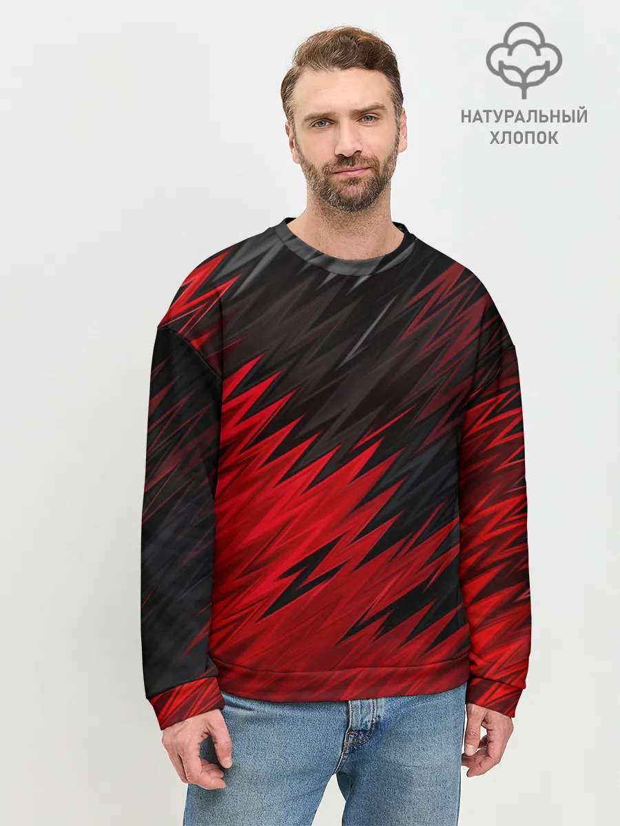 Мужской свитшот базовый / ЧЁРНО КРАСНЫЕ КРАСКИ | RED BLACK STRIPES