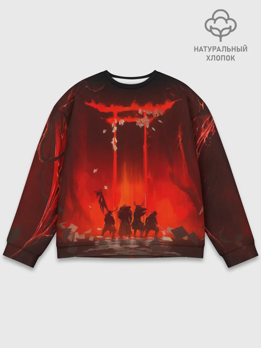 Мужской свитшот базовый / GHOST OF TSUSHIMA САМУРИ В ОГНЕ