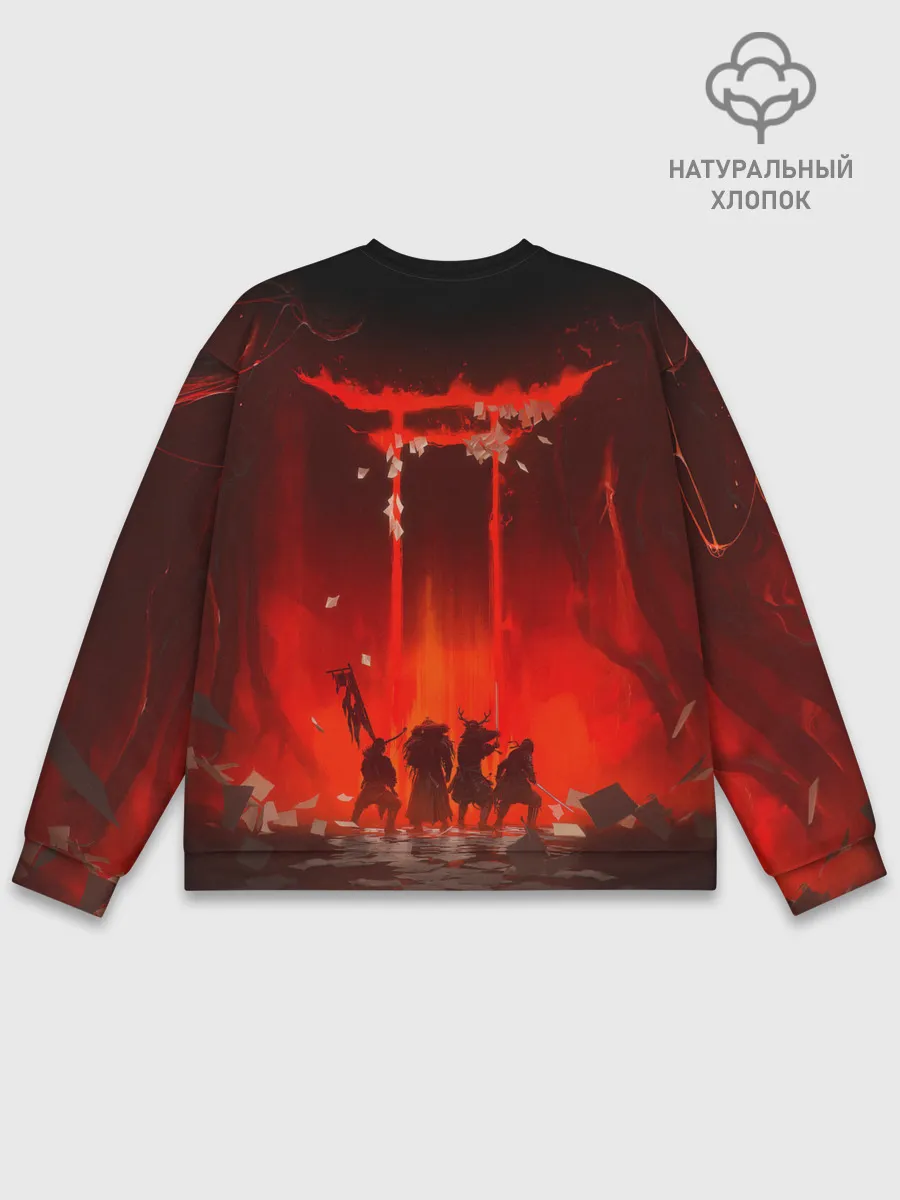Мужской свитшот базовый / GHOST OF TSUSHIMA САМУРИ В ОГНЕ