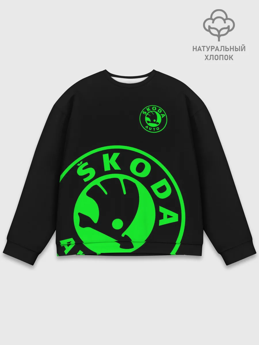 Мужской свитшот базовый / SKODA GREEN LOGO BLACK STYLE