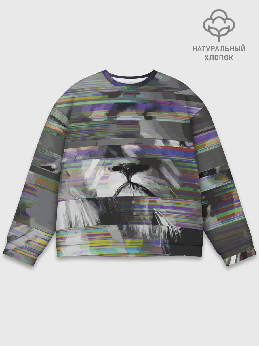 Мужской свитшот базовый / Glitch lion 2020