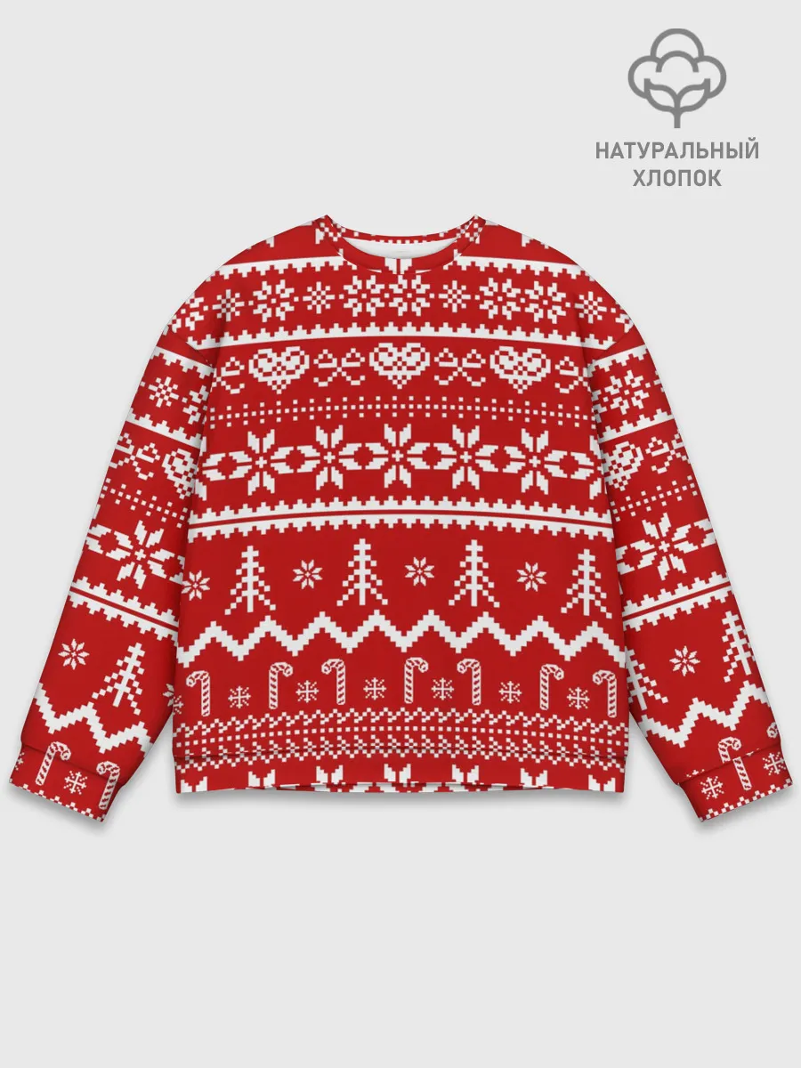 Мужской свитшот базовый / Праздничный новогодний узор