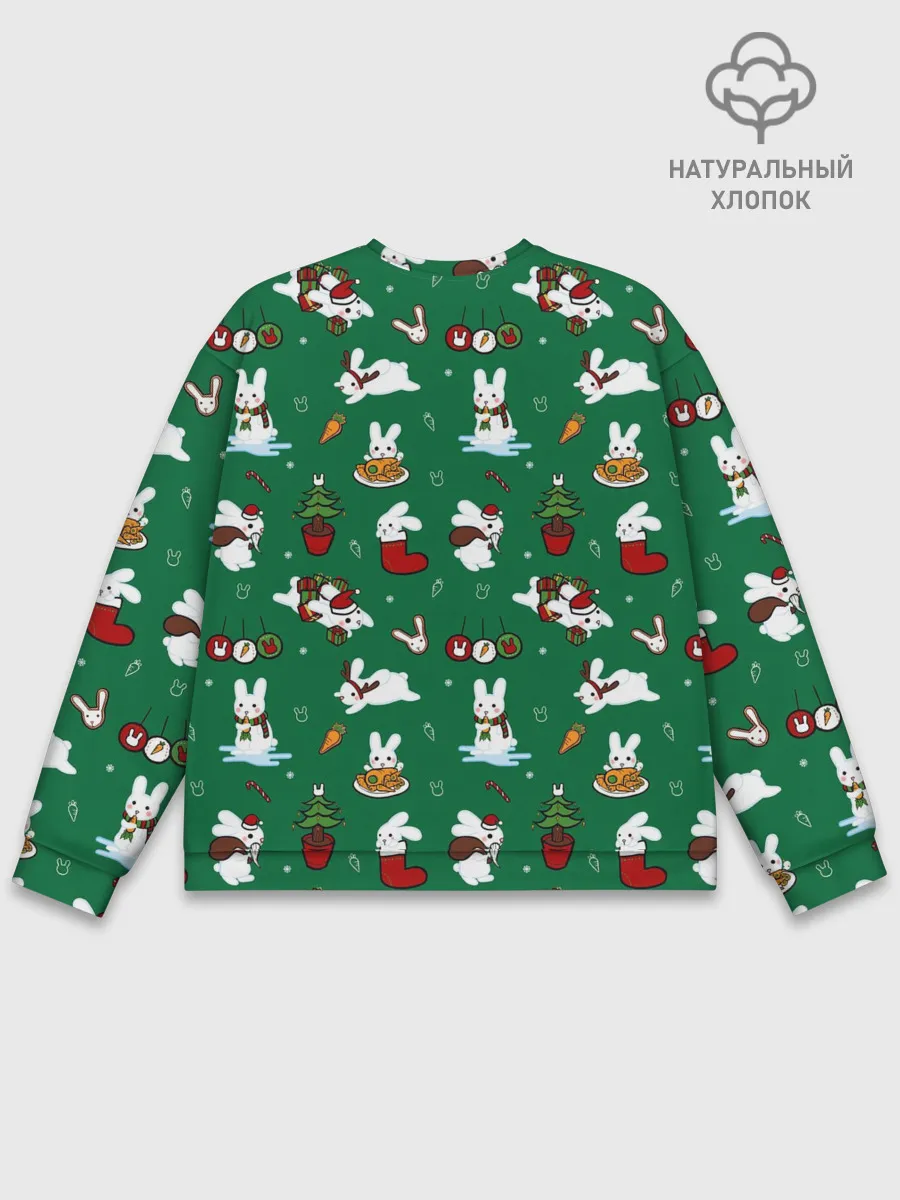 Мужской свитшот базовый / Новогодний паттерн с зайчиками
