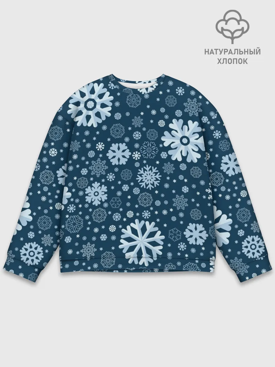 Мужской свитшот базовый / Новогодние снежинки, новый год