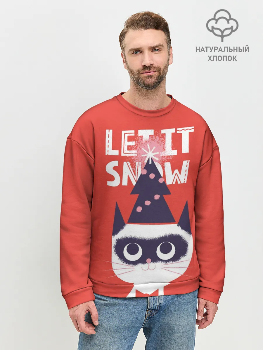 Мужской свитшот базовый / Котик. Новый год