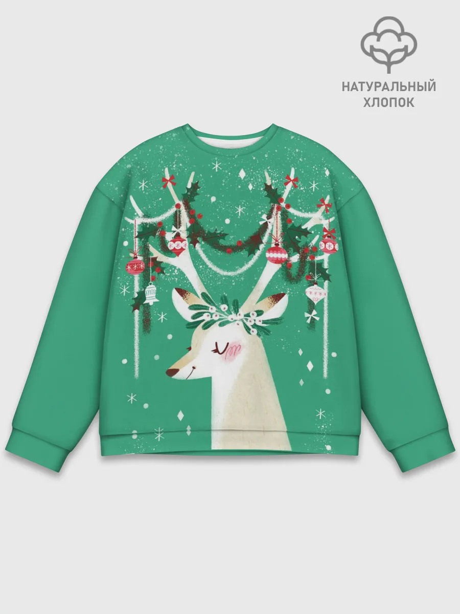 Мужской свитшот базовый / Олень. Новый год