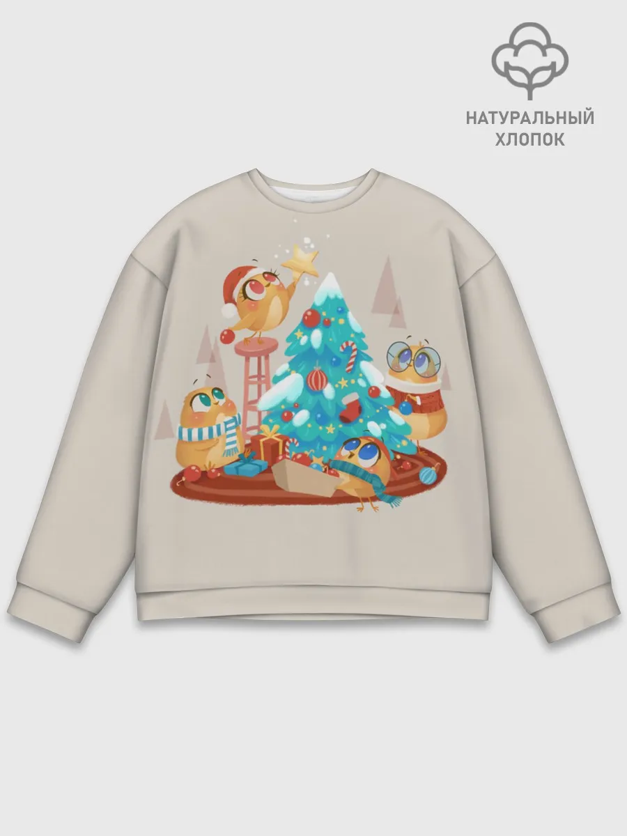 Мужской свитшот базовый / Зверята празднуют новый год