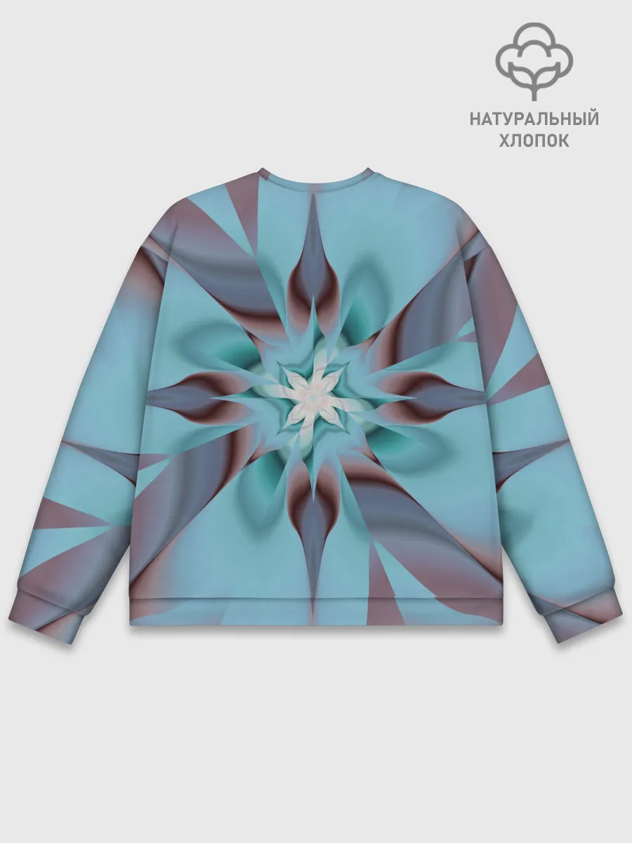 Мужской свитшот базовый / Абстрактный цветок. Голубой.