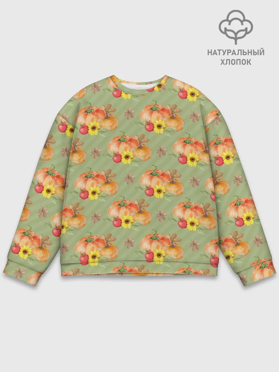 Мужской свитшот базовый / Овощи: Тыквы паттерн