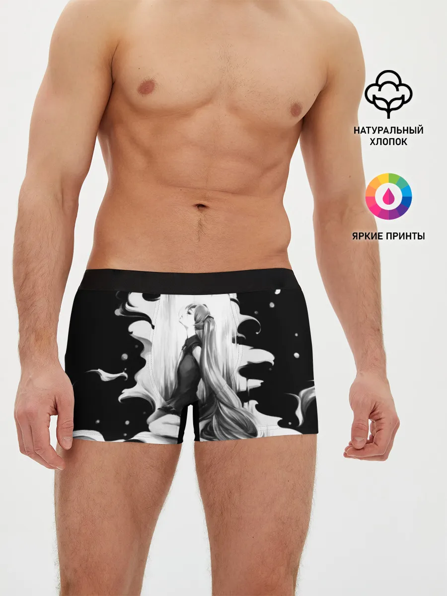 Мужские трусы боксеры / Черно-белая Мику Хацунэ