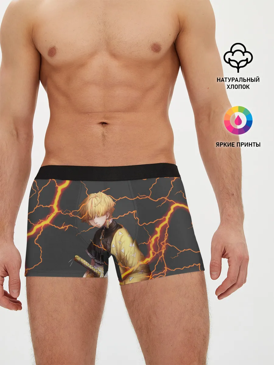 Мужские трусы боксеры / KIMETSU NO YAIBA оранжевые молнии
