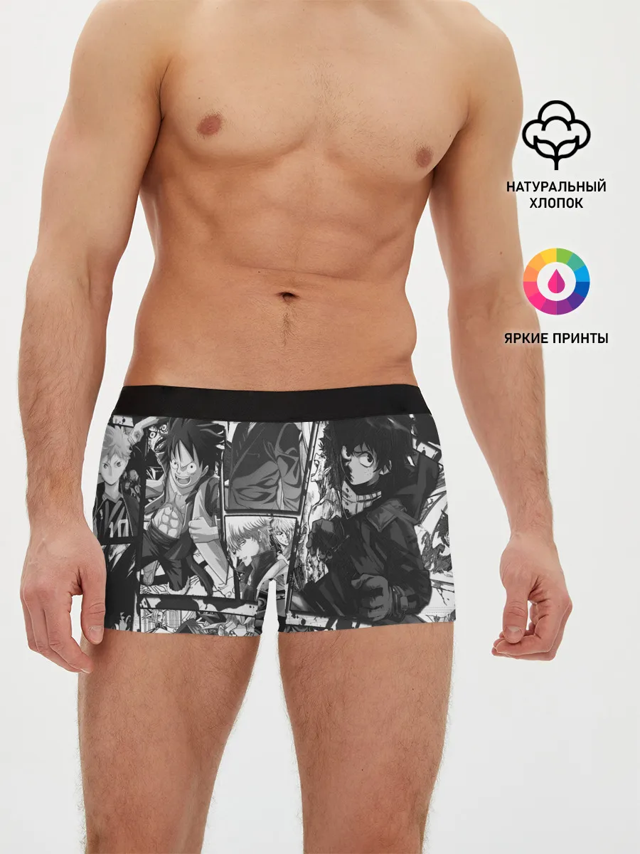 Мужские трусы боксеры / EPIC MAIN ANIME CHARACTERS 3D! monochome