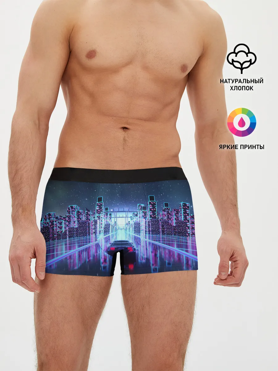 Мужские трусы боксеры / SYNTHWAVE / RETROWAVE