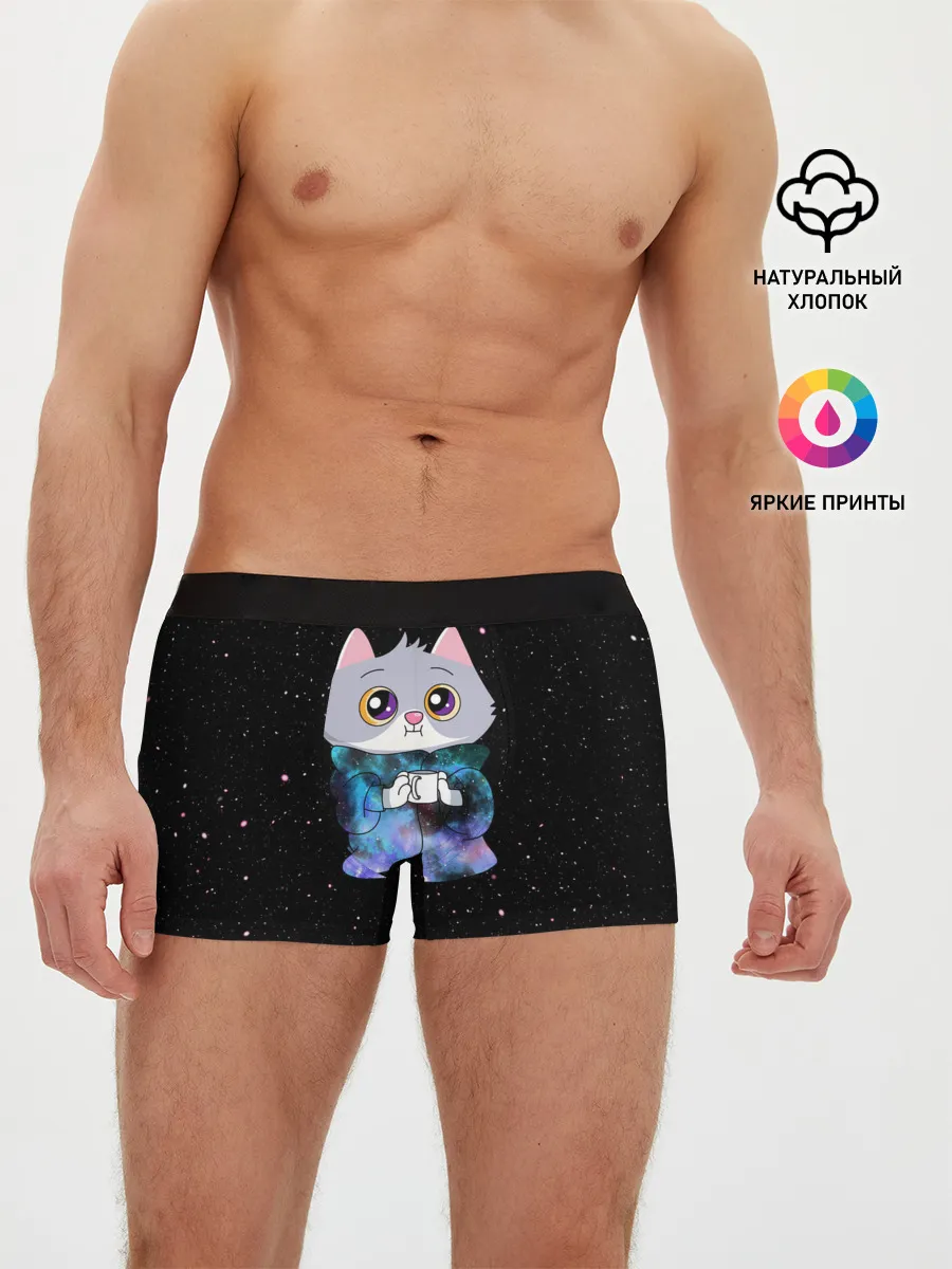 Мужские трусы боксеры / Котёнок в пледе