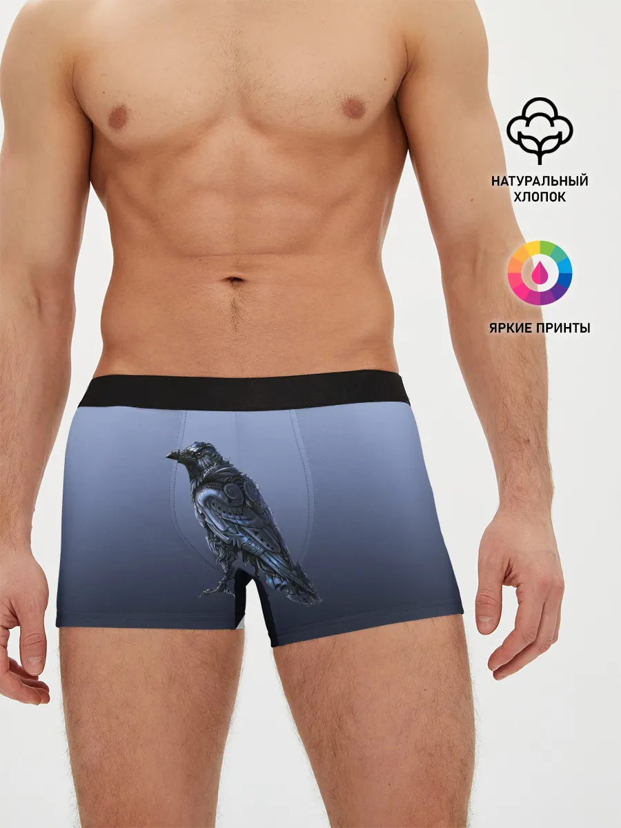 Мужские трусы боксеры / футуристический ворон