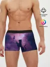 Мужские трусы боксеры / Бабочка кот силуэт фиолетовый