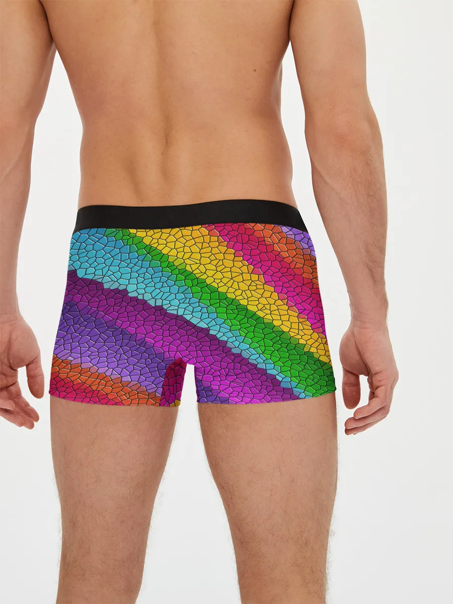 Мужские трусы боксеры / Яркая мозаика радуга диагональ