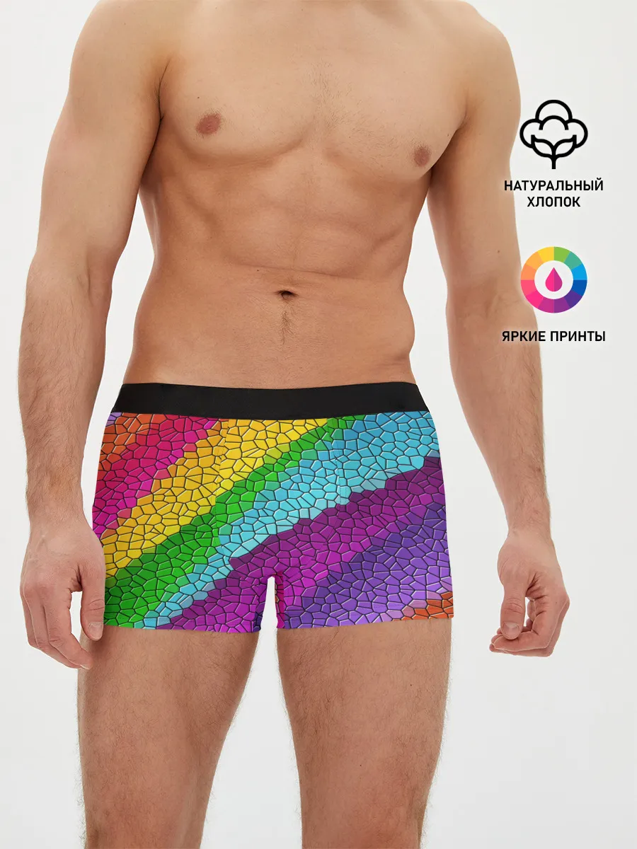 Мужские трусы боксеры / Яркая мозаика радуга диагональ