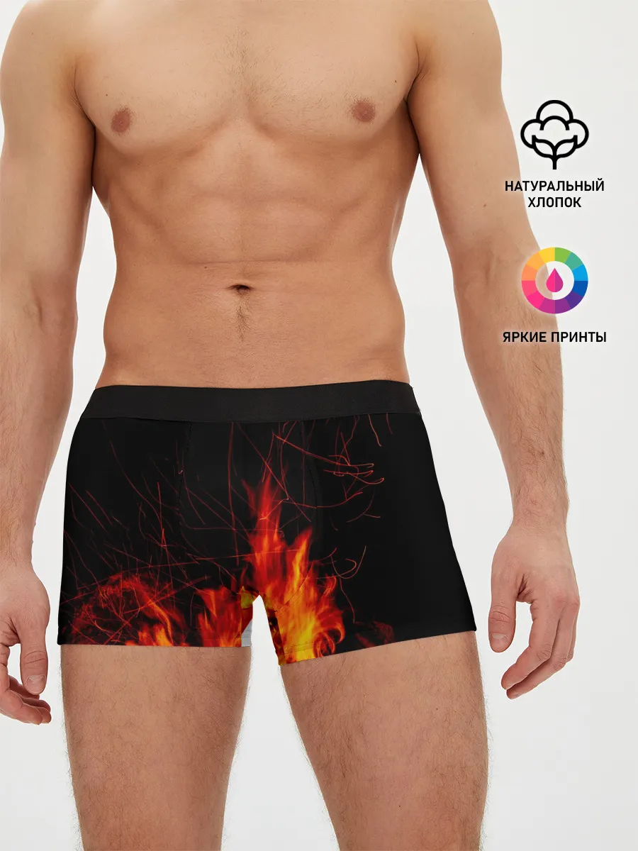 Мужские трусы боксеры / Ночной костер в лесу