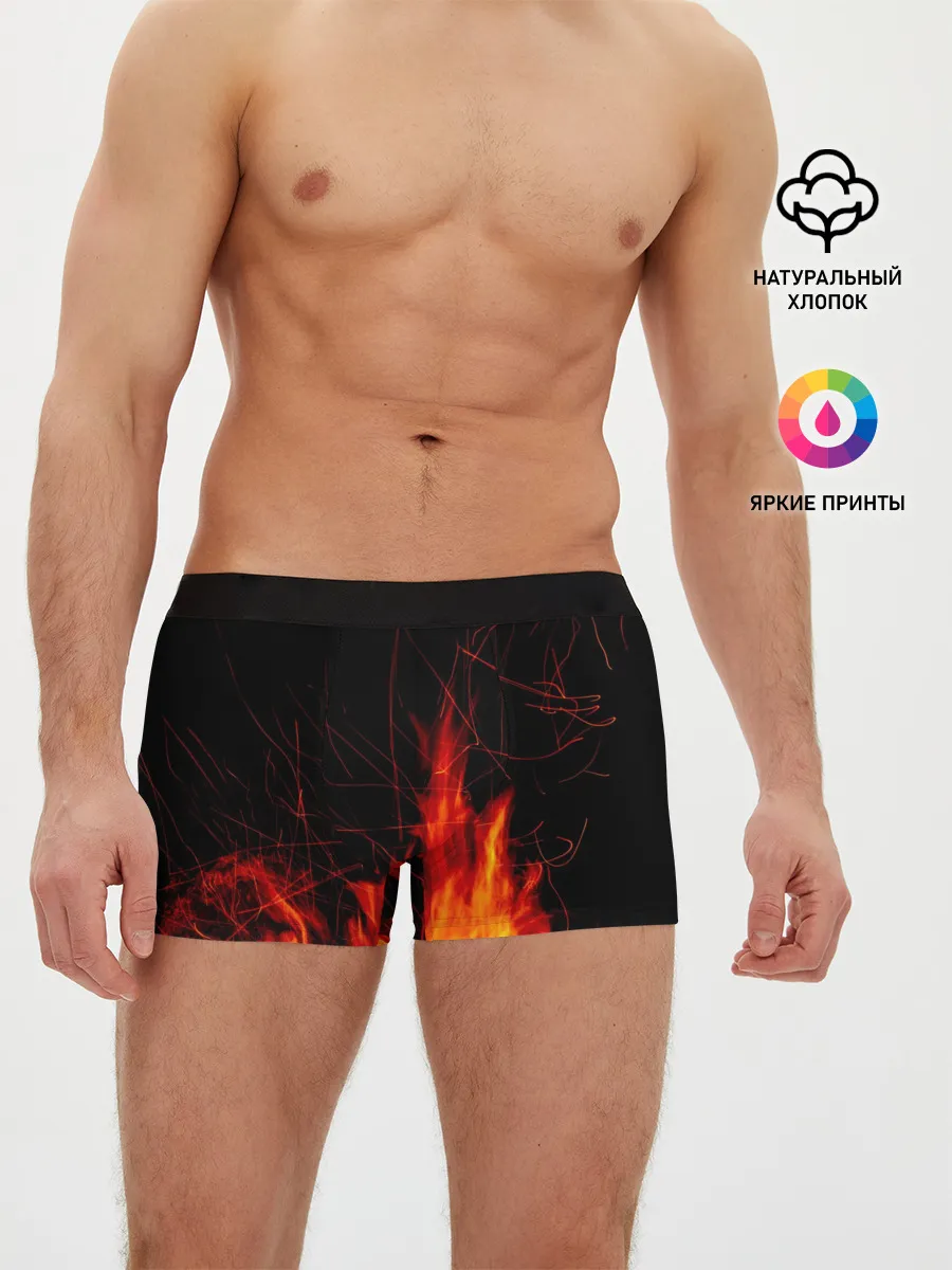 Мужские трусы боксеры / Ночной костер в лесу