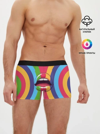 Мужские трусы боксеры / Радужные губы | Rainbow lips