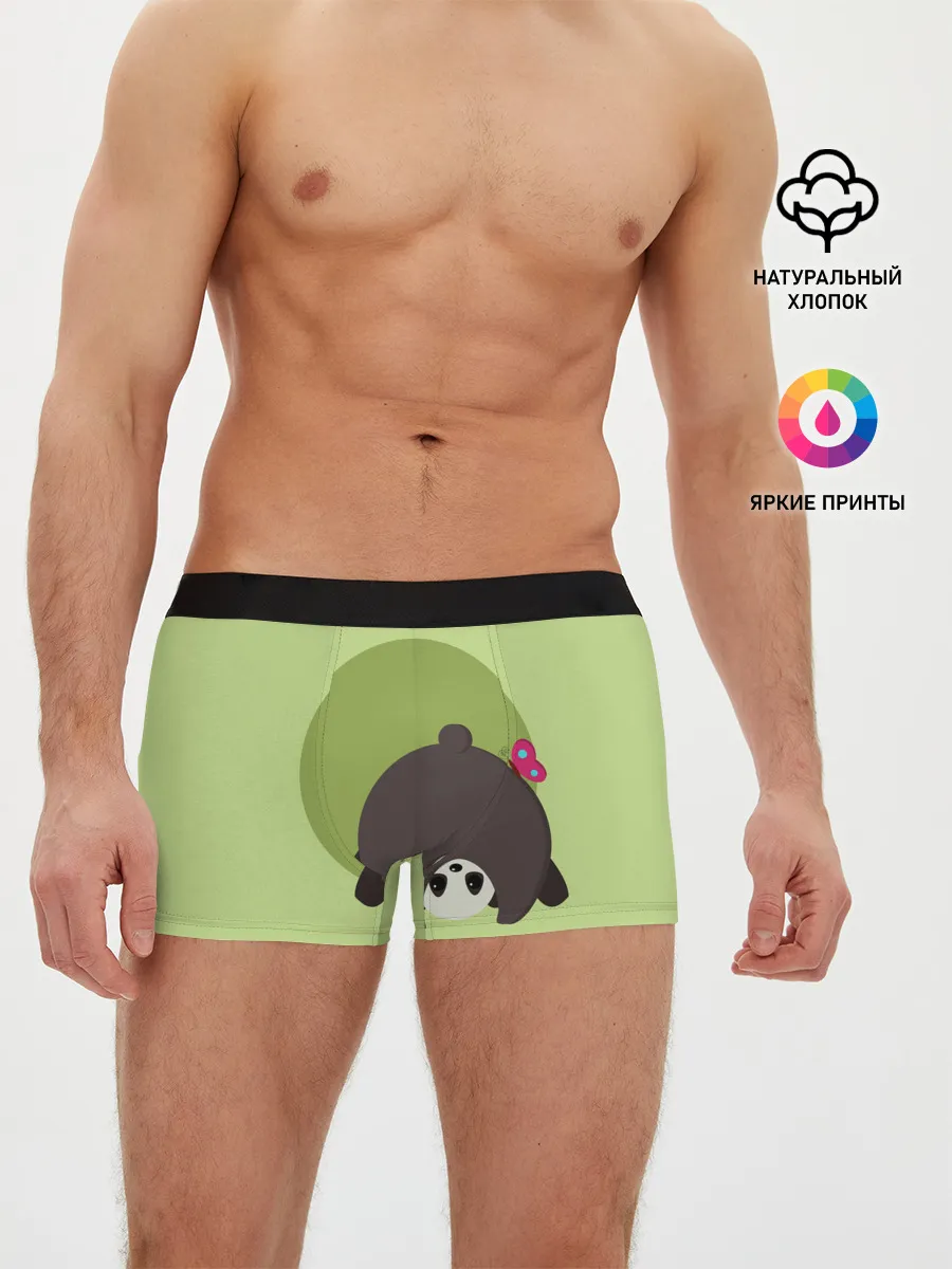 Мужские трусы боксеры / Прикольная панда с бабочкой