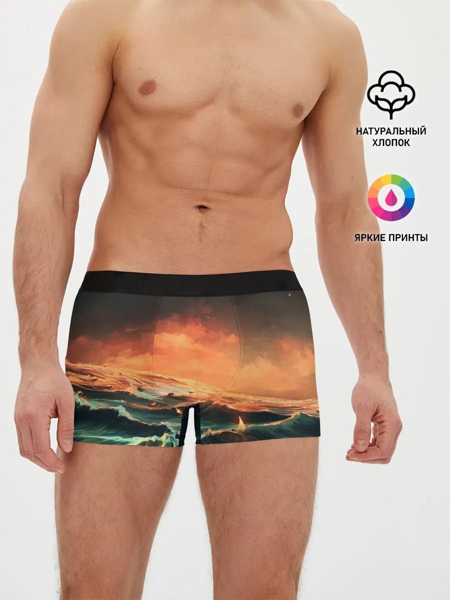 Мужские трусы боксеры / Фэнтези море корабли закат