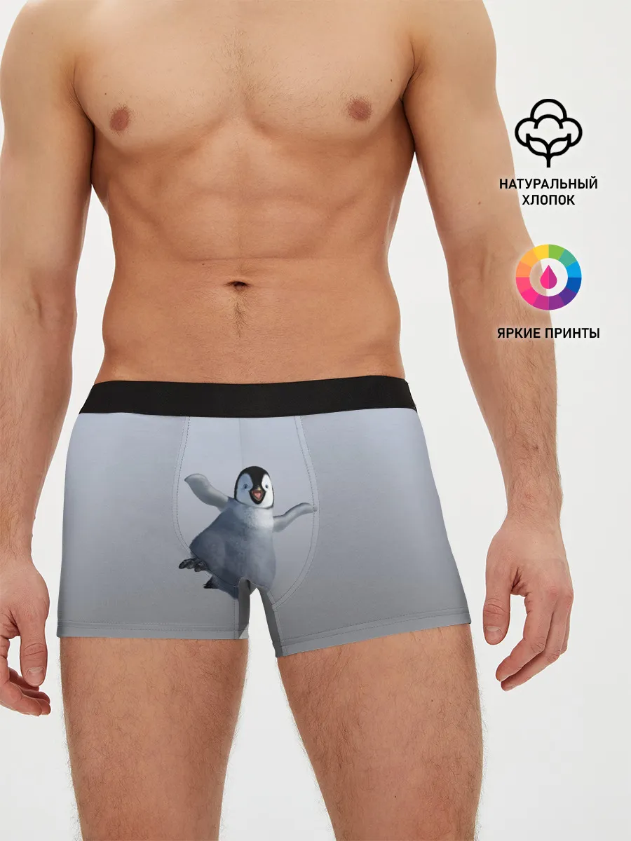 Мужские трусы боксеры / мультяшный пингвин