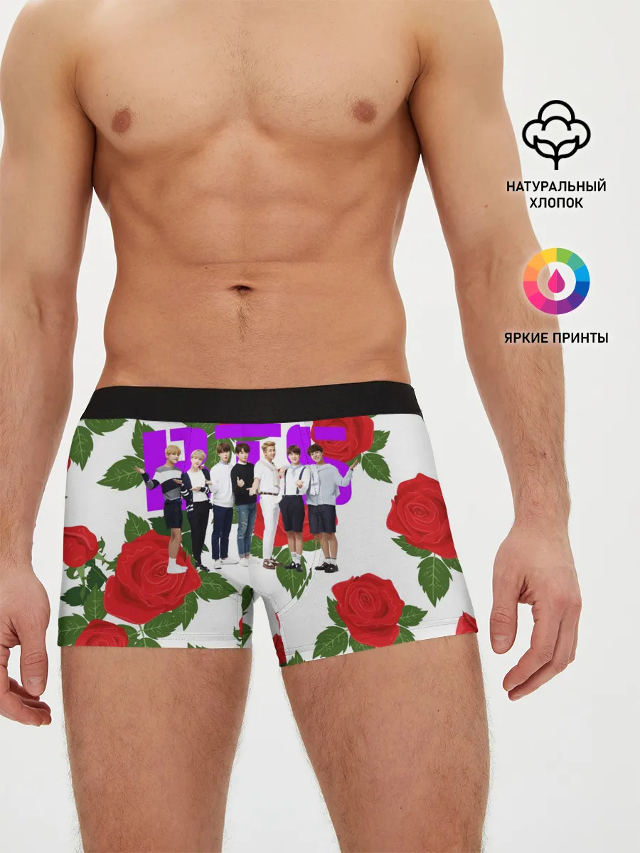 Мужские трусы боксеры / BTS Roses | White