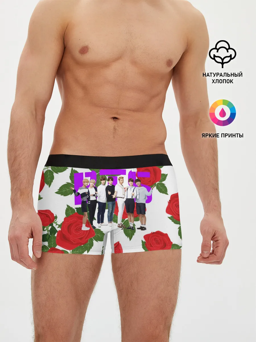 Мужские трусы боксеры / BTS Roses | White