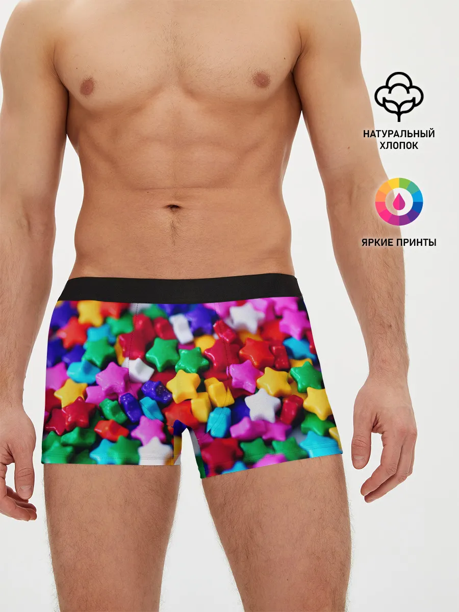 Мужские трусы боксеры / Разноцветные звездочки звезды