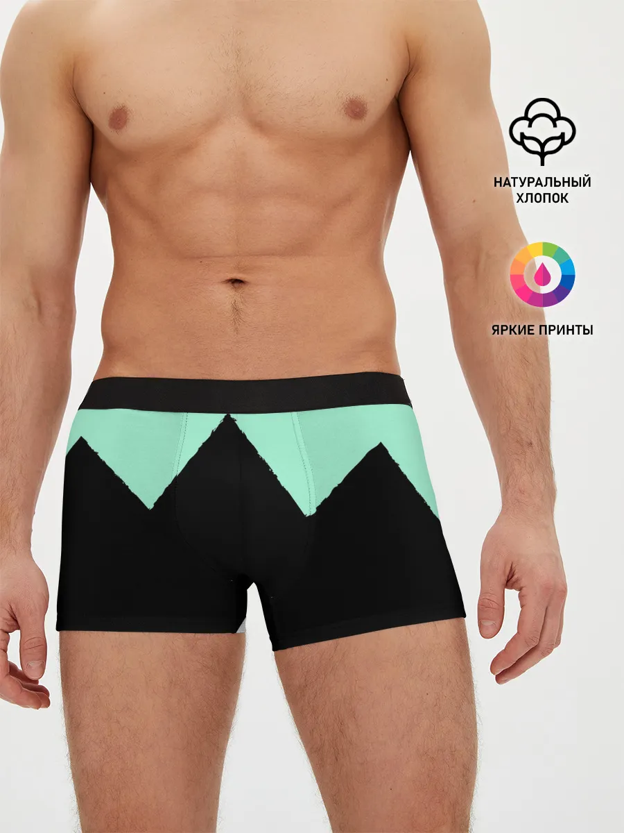 Мужские трусы боксеры / неровные зубья черный мятный